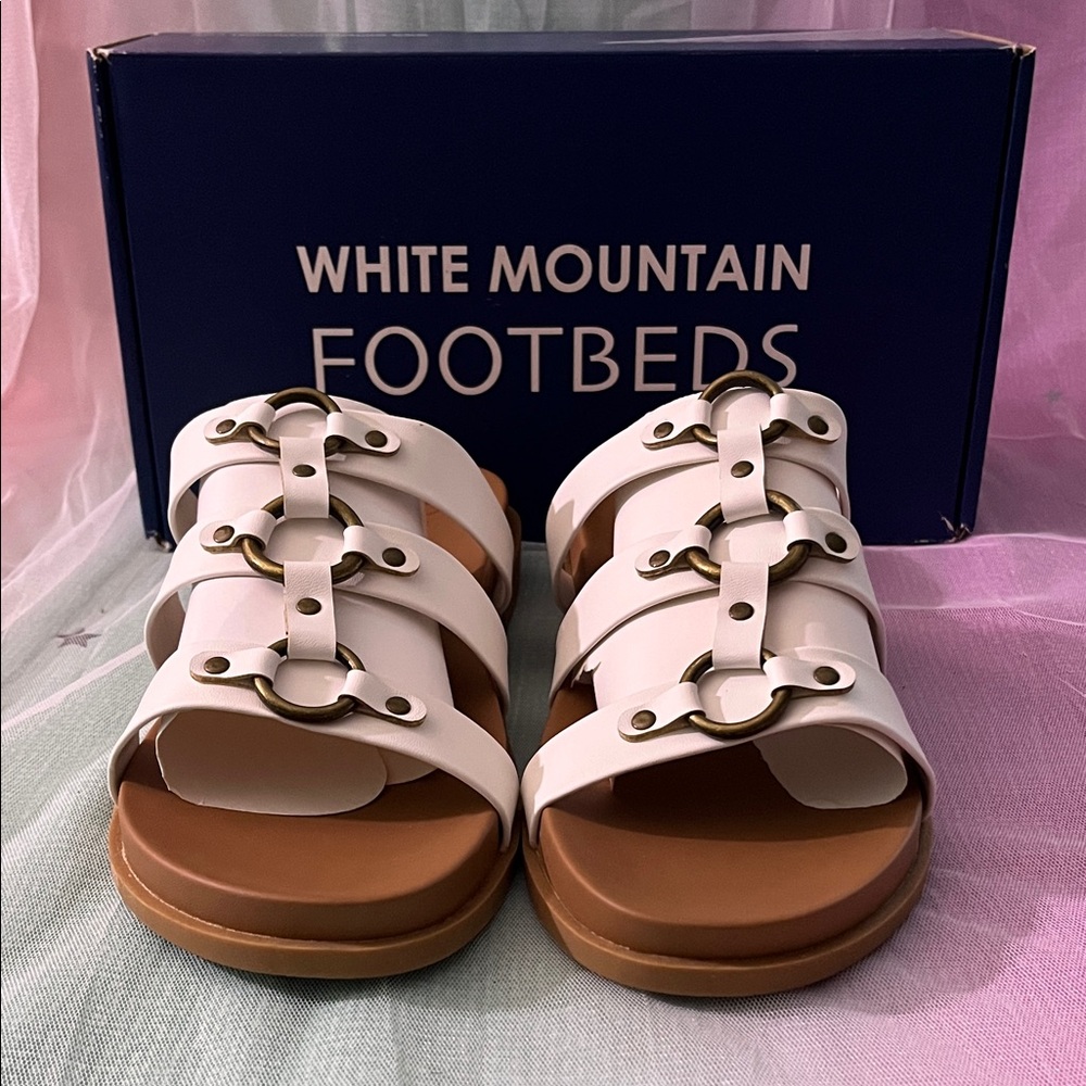 White Mountain Smooth White Sandals